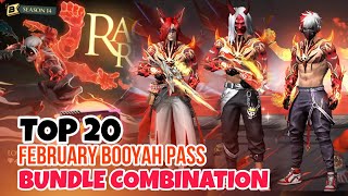 TOP 20 FEBRUARY BOOYAH PASS BUNDLE COMBINATION  WRATHFUL ILLUSION BUNDLE  FREE FIRE NEW EVENT [upl. by Levana]