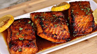 Air Fryer Honey Garlic Glazed Salmon Recipe [upl. by Areem438]