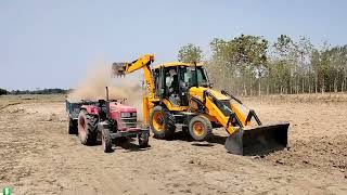 new jcb 3DX eco backhoe machin overloading mud trolley mahender 475DI and Eicher Tractor jcbvideo [upl. by Gail]