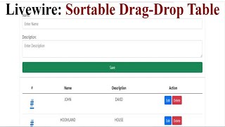 Livewire Sortable DrogDrop Table [upl. by Anaib794]