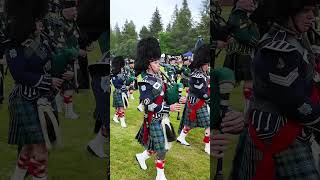 Drum Major leading pipebands on the march into 2024 Tomintoul highlandgames in scotland shorts [upl. by Coe]