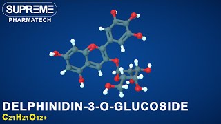 Delphinidin3Oglucoside  C21H21O12  3D molecule [upl. by Nurav540]