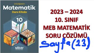 10sınıf MebMatematik syf 23 soru çözümleri Miray yayınları [upl. by Linette]