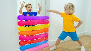 Kids play with balloons  Funny stories for kids [upl. by Aihseyt]