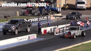 Ford Ecoboost F150 vs 1930 Chevy Pickup Hotrod Drag Race [upl. by Stella]