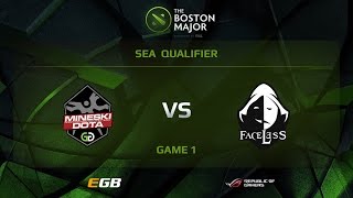 Mineski vs Faceless Game 1 Boston Major SEA Qualifiers [upl. by Haliled359]