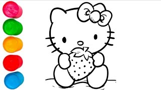 Hello kitty drawing and colouring for kids Toddler  How to draw hello kitty [upl. by Yrennalf]