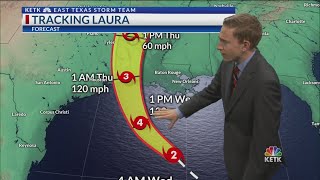 Laura now forecast to be a catastrophic Category 4 hurricane [upl. by Nowyt]