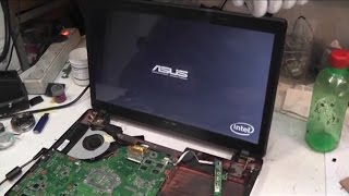 Ремонт Asus X54H K54LY 20 Висит на логотипе ASUS отведал какойто вкусняшки [upl. by Naedan]