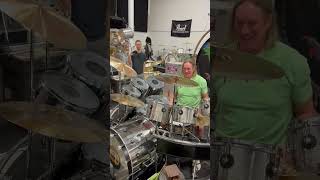 Danny Carey enjoying Carl Palmers legendary stainless steel drum kit [upl. by Olimpia]