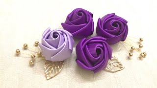 DIY Ribbon Flowers  How to Make Ribbon Roses  Amazing Ribbon Flower Trick  Easy Rose Making [upl. by Aven]