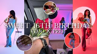 SWEET 16TH BIRTHDAY VLOG  PREP Photoshoot Nails Hair Gift Haul Trip prep etc ☆ [upl. by Ephrayim]