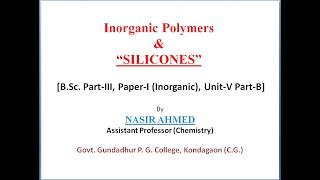 Inorganic Polymers amp Silicones by NASIR SIR B3CHEP1U52 [upl. by Fe486]