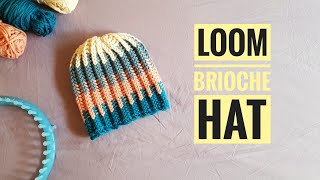 How to Loom Knit a Colored Brioche Stitch Hat DIY Tutorial [upl. by Egreog]