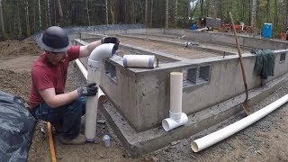 Building a new house drain piping installation around foundation [upl. by Kimura599]