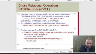 Binary Relational Operations NATURAL JOIN [upl. by Acirre]