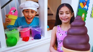 Heidi y Zidane en un divertido cuento sobre helado 🍧 Pretend Play Selling Ice Cream [upl. by Yerahcaz]