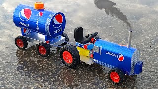 How to make a tractor with water tank from Pepsi cans 🚜cars at home  DIY z [upl. by Bhayani]