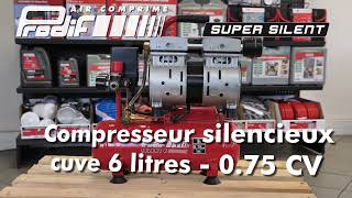 Compresseur datelier silencieux Prodif SIL06J 6 litres 075cv [upl. by Dnalrah]