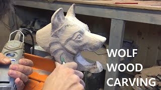 Making A Wolf Wood Carving From The Design to The Finished Product [upl. by Nole]