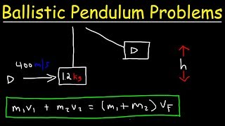 Ballistic Pendulum Physics Problems  Conservation of Momentum amp Energy  Inelastic Collisions [upl. by Fayre]