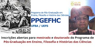 Seleção de aluns para o Mestrado e doutorado da PPG em Ensino Filosofia e História das Ciências [upl. by Beeck]