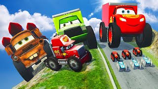 Big amp Small Lightning McQueen with Big Wheels vs Small Pixar Cars in BeamNG Drive [upl. by Sandeep]