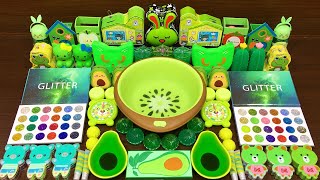 GREEN Slime  Mixing STORE BOUGHT SLIME and Glitter into CLEAR Slime  Satisfying Slime Video 171 [upl. by Berny]