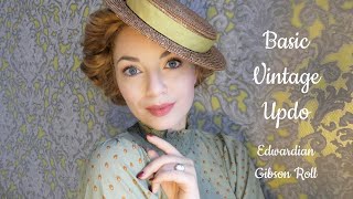 Basic Vintage Hairstyle  Easy Edwardian Updo [upl. by Maclaine350]