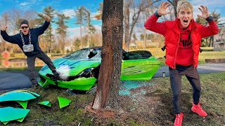 SuperCar Thief CRASHED my Lamborghini Sharerghini into a Tree [upl. by Irolam]