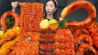 직접 만든 치킨🍗 불닭볶음면 팽이버섯 킬바사 소세지 먹방 Fried Chicken Fire Buldak Ramen Enoki Mushroom Mukbang ASMR Ssoyoung [upl. by Spear]