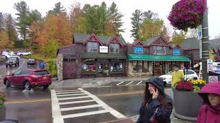 Walking Lake Placid NY a beautiful city in the Adirondack Mountains Rain and fall foliage [upl. by Randall194]