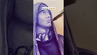 Realistic Portrait Drawing with Ballpoint Pen  EMINEM [upl. by Pardoes]