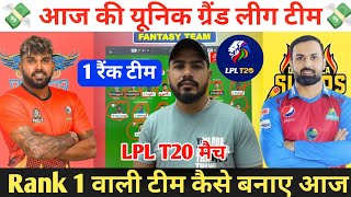 KFL vs DS Dream11 Prediction  Kandy Falcons vs Dambulla Sixers Dream11 Team  KFL vs DS Dream11 [upl. by Alimhaj]