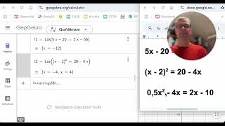 3 ekvation med kommandot Lös i GeoGebra Calculator Suite [upl. by Loresz]