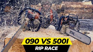 Stihl 500i VS 090 Forty Year Old Saw  Rip Race [upl. by Ynnatirb]