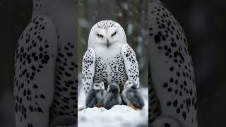 White Snowy Owl Protects Chicks from Intense Snowstorm snowyowl owls birds trending snow [upl. by Jarnagin]