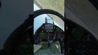 Inside cockpit view of F15C pilot doing an aileron roll close to the runway in DCS [upl. by Acessej]