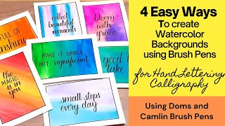 Water Color Background Using Doms and Camlin Brush Pens  4 easy ways  Calligraphy for Beginners [upl. by Oiludbo275]