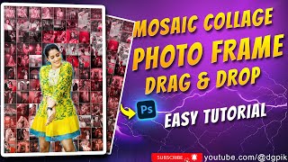 Mosaic collage Photo Frame design using Photoshop Tutorial  UrduHindi  Mosaic Collage PSD Free [upl. by Atinyl]