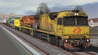 Aurizon 4PM1 with ACD6055 GWU014 amp G533 passing North Shore Station in Trainz22 [upl. by Anaek529]