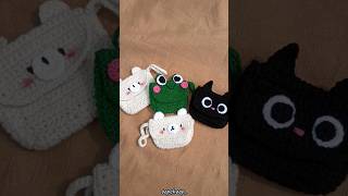 Cute animal face pouches 👝🧶crochet pouchessubscribe crochet handmadeplush crochetprojects [upl. by Omarr]