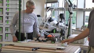 Festool parallel guide and LR32 guide rail used as a jig for 32mm panels [upl. by Nadab]