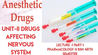 Anesthetic DrugsLecture1Part1Unit2Drugs Affecting Nervous systemPharmacologyII BSN 4rth [upl. by Joe]