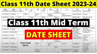 class 11 mid term date sheet 202324  cbse mid term date sheet 2023  cbse date sheet 202324 [upl. by Kelam]