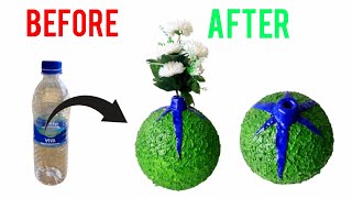 recycle plastic bottles easy projects  how to make bottle flower vase [upl. by Dilisio861]