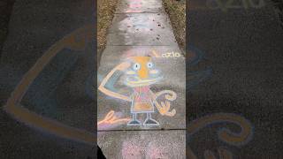 Drawing Lazlo From Camp Lazlo Outside With Crayola Sidewalk Chalk [upl. by Pass336]