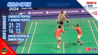 Christo Popov  T Junior Popov vs David Eckerlin  Simon Krax  Hylo Open 2024  R16 MD Highlights [upl. by Annwahs]