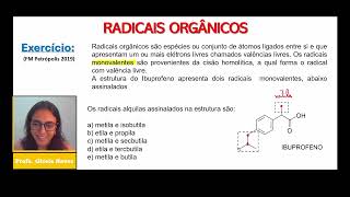 Exercício de orgânica aula 08 FM Petrópolis 2019 Radicais orgânicos são espécies ou conjunto de átom [upl. by Bonis]