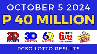 Lotto Result Today 9pm October 5 2024  PCSO Complete [upl. by Illoh]